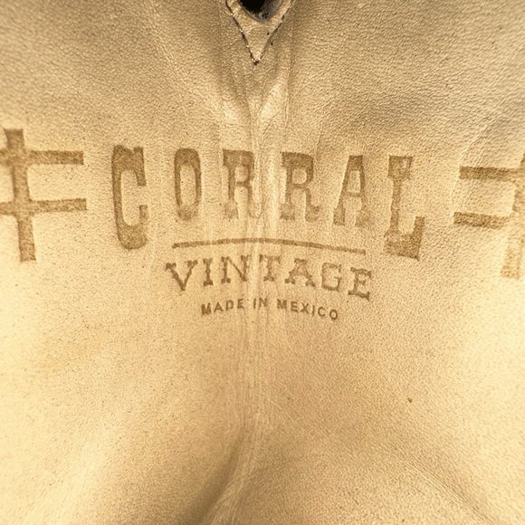 Corral Vintage Jessica Western Cowgirl Boots Brown Inlay Leather Studs Size 7 - Picture 6 of 10